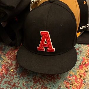 Black Cap with Red Lettering